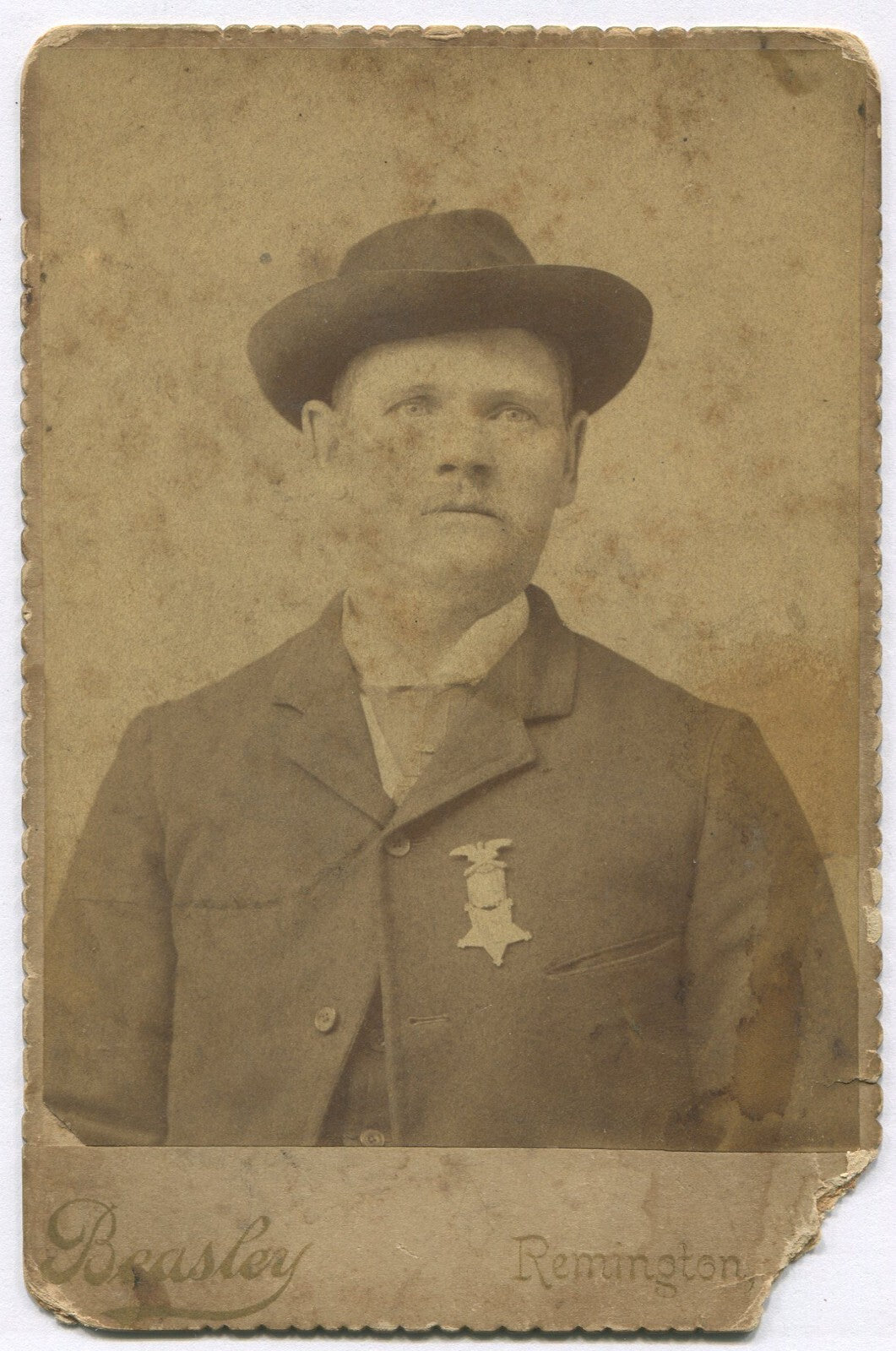 Civil War Veteran Cabinet Card with G.A.R. Medal - Original Vintage Photo,