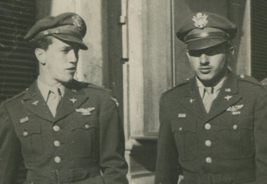 Vintage WWII U.S. Soldier Dress Uniform Photo, Rome, Italy - 3.25x5 B&W Silver