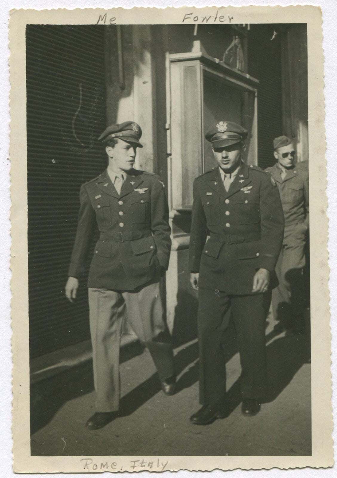 Vintage WWII U.S. Soldier Dress Uniform Photo, Rome, Italy - 3.25x5 B&W Silver