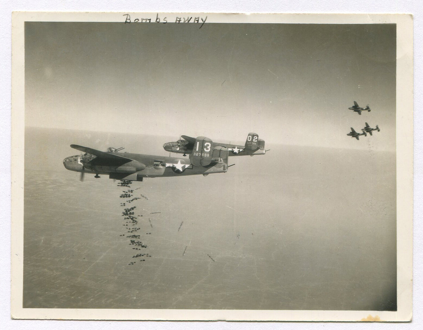 Vintage WWII Photo 3.75x5 B&W Dropping Bombs - Authentic Original History