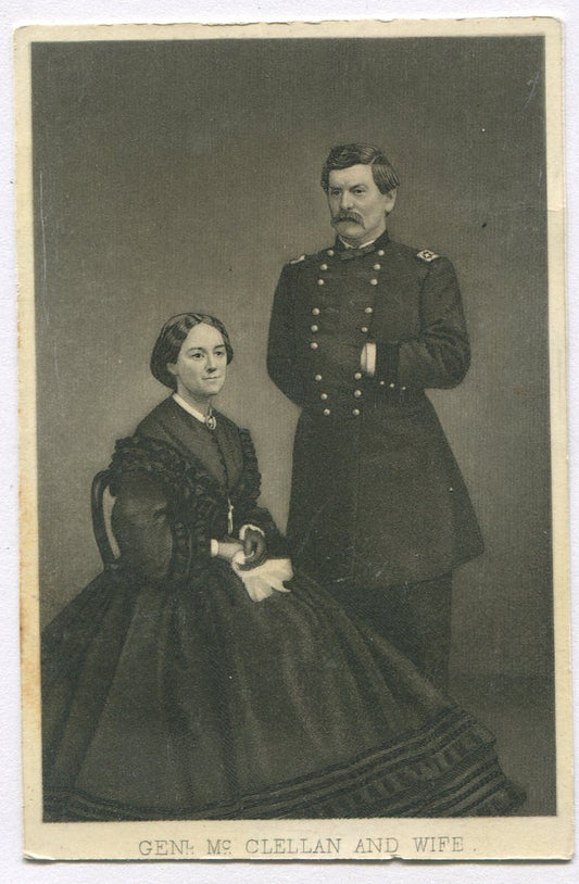CIVIL WAR GEN. McCLELLAN AND WIFE. LITHOGRAPH. 3.75X2.5 IN.