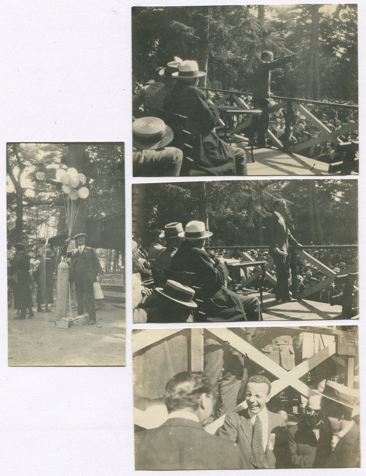 POLITICIAN GIVING SPEECH. BACK OF TEDDY ROOSEVELT HEAD. B&W 4 SET. 1920s. 4X2 TO