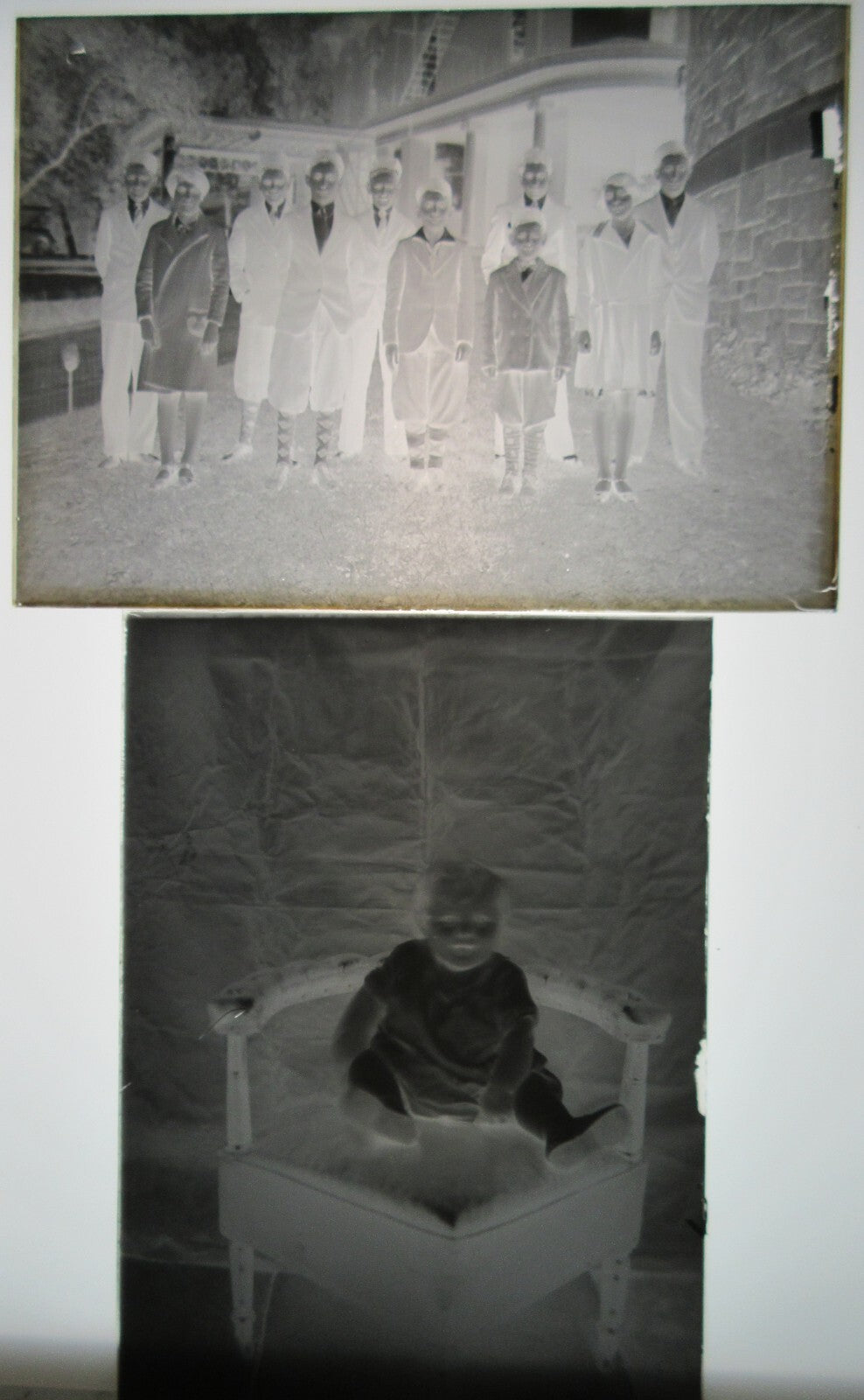 MUSIC SCHOOL, FAMILY WITH STATELY HOME. 5X7 GLASS NEGATIVE, 5 SET.