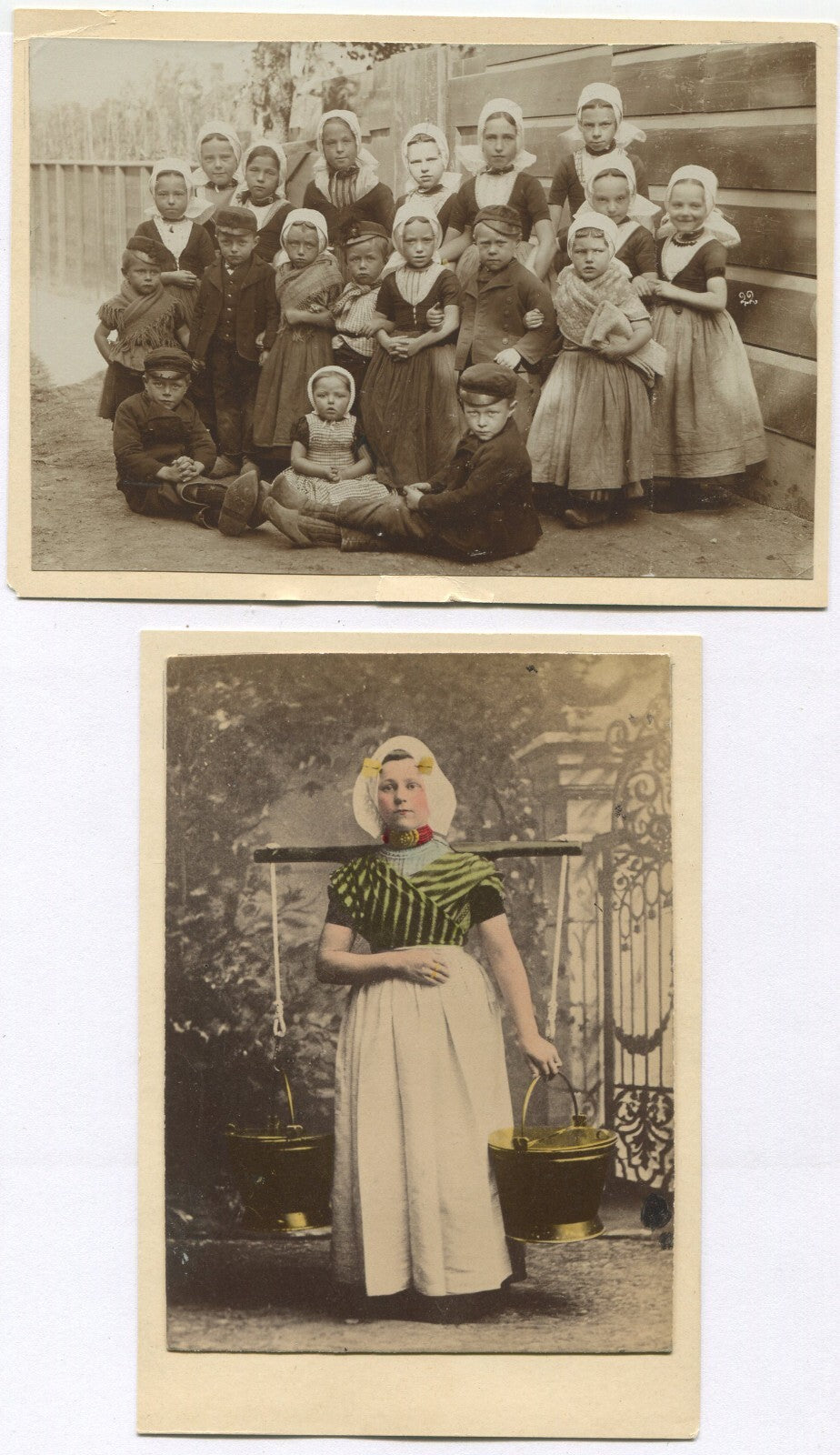 DUTCH WOMAN,SCHOOL CHILDREN IN TRADITIONAL DRESS. 2 SET. 6X4 INCH.