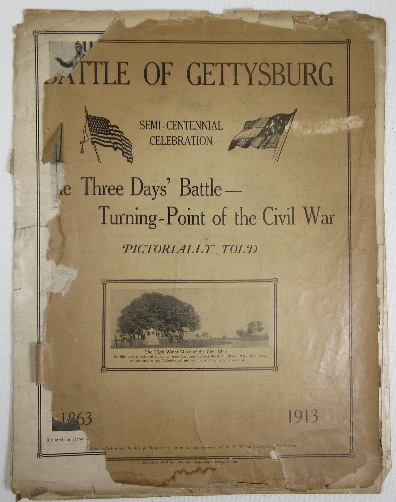 BATTLE OF GETTYSBURG. 1913 PUBLICATION. 10 PAGES, 14X10 INCH.