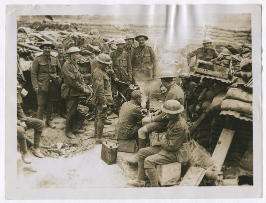 Vintage WWI 8x10 Photo Print: British Troops at Battle of Messines Ridge,