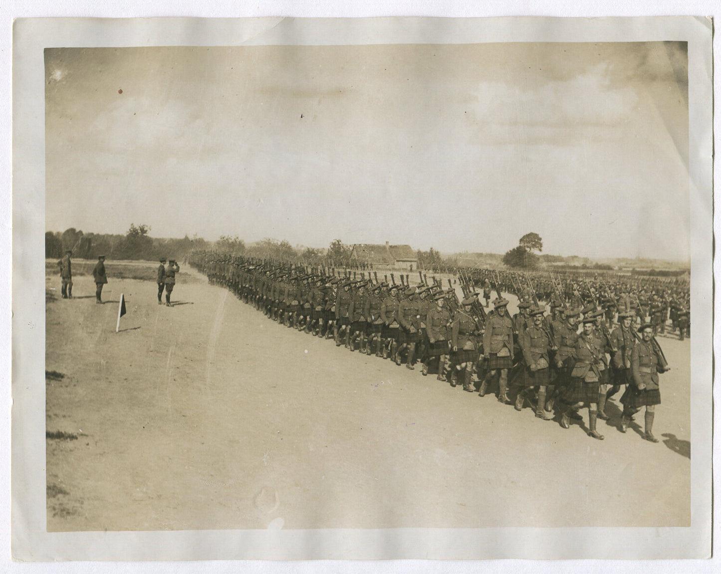 Vintage World War I 8x10 Photo - Scottish Troops with Lieut. Sir Ivor Maxse,