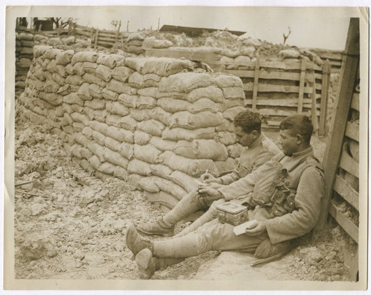 Vintage WWI Portuguese Soldiers Writing Letters Home 8x10 Photo Official Western