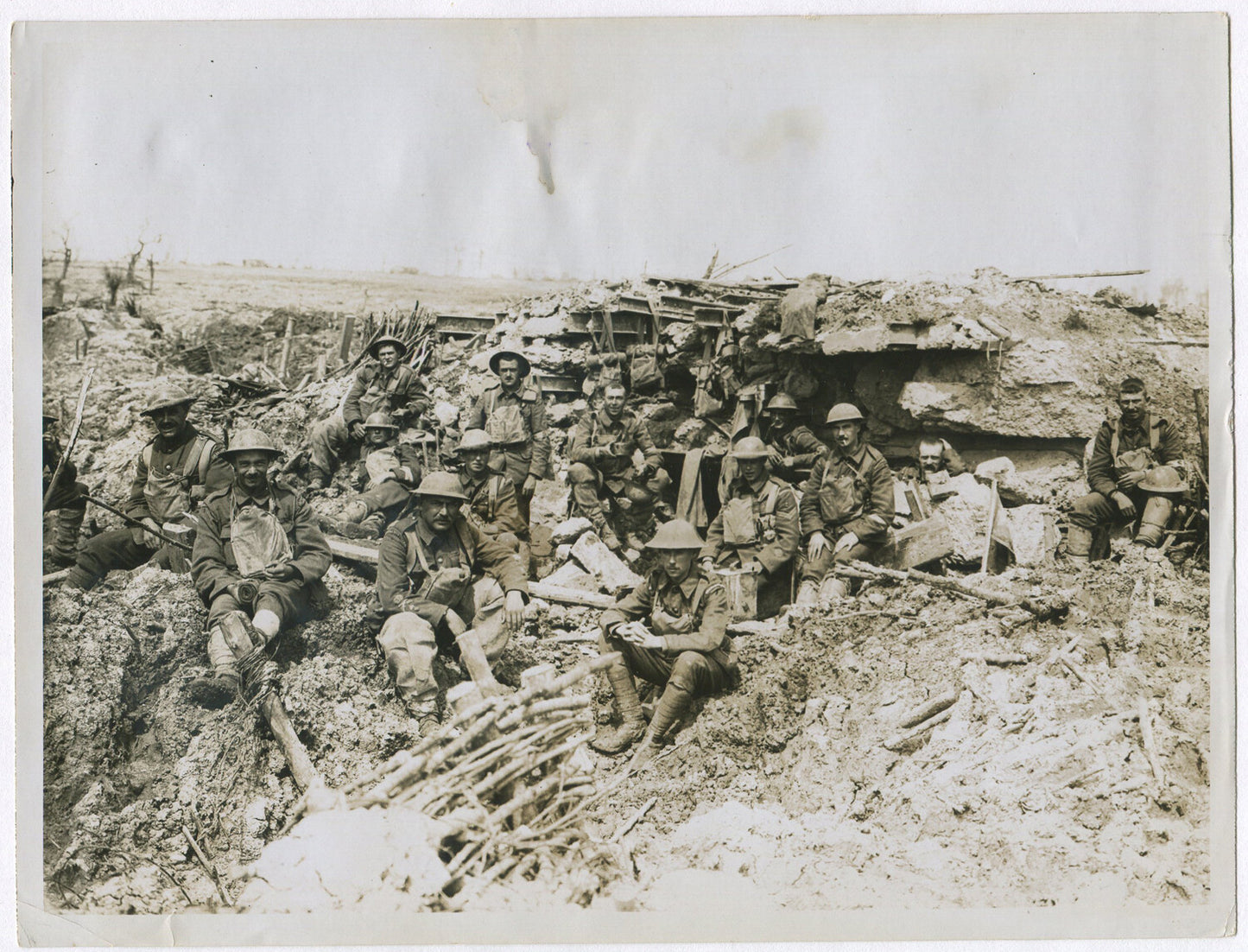 Vintage World War I Photo Print - British Troops Capture German Position, 8x10