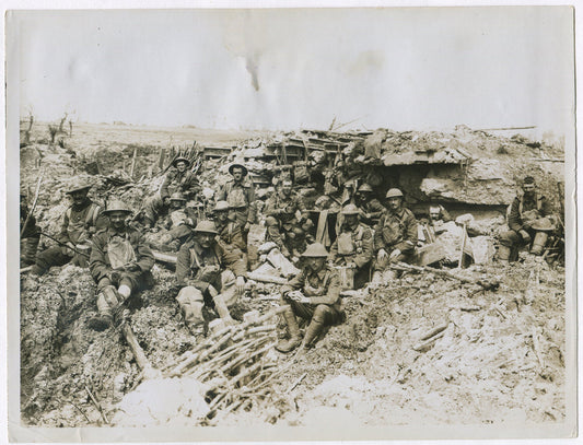 Vintage World War I Photo Print - British Troops Capture German Position, 8x10