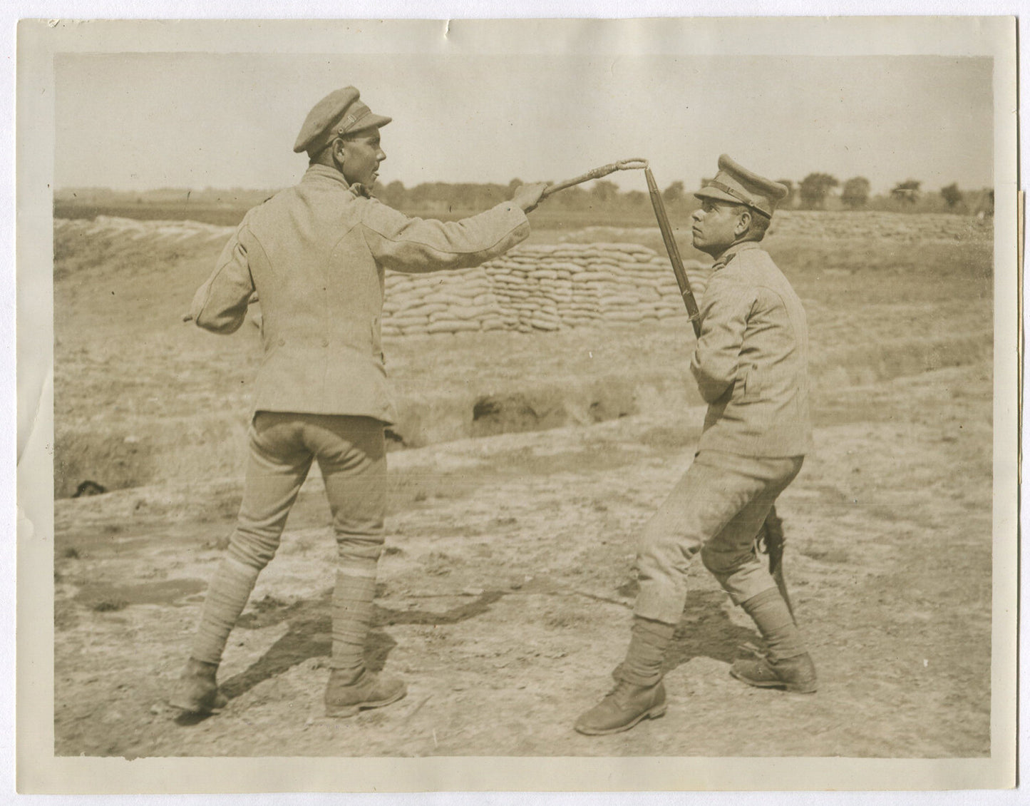 Vintage WWI Photo: Portuguese Troops at Bayonet Practice 8x10 Reprint for