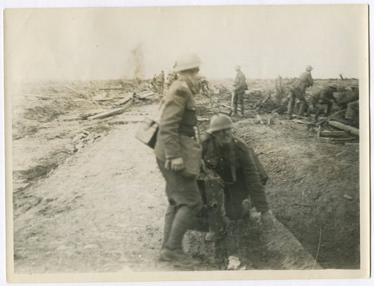 WWI British Troops Near Shelling 8x10 Vintage Photo Reprint - Western Front Wall