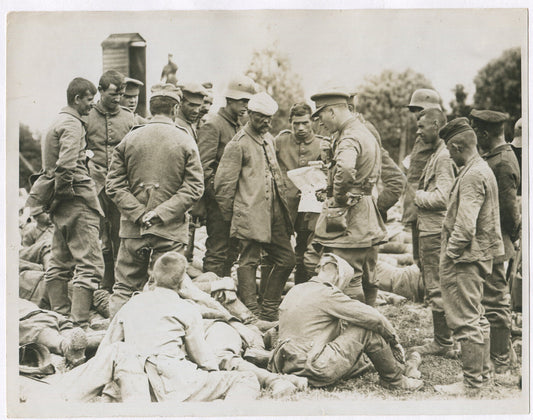 Vintage WWI Photo 8x10 Reprint: British Troops Round Up German Prisoners on