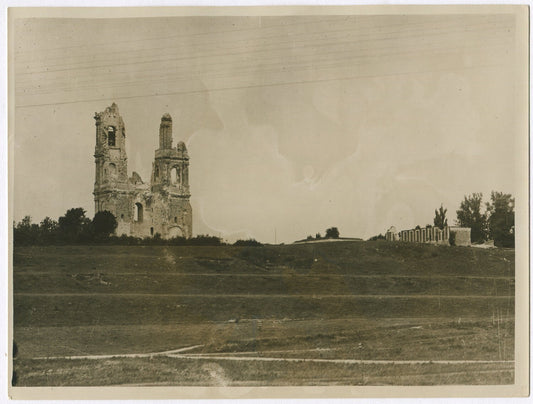 Vintage World War I Tower Ruins Behind the Lines, France 8x10 Photo Print -