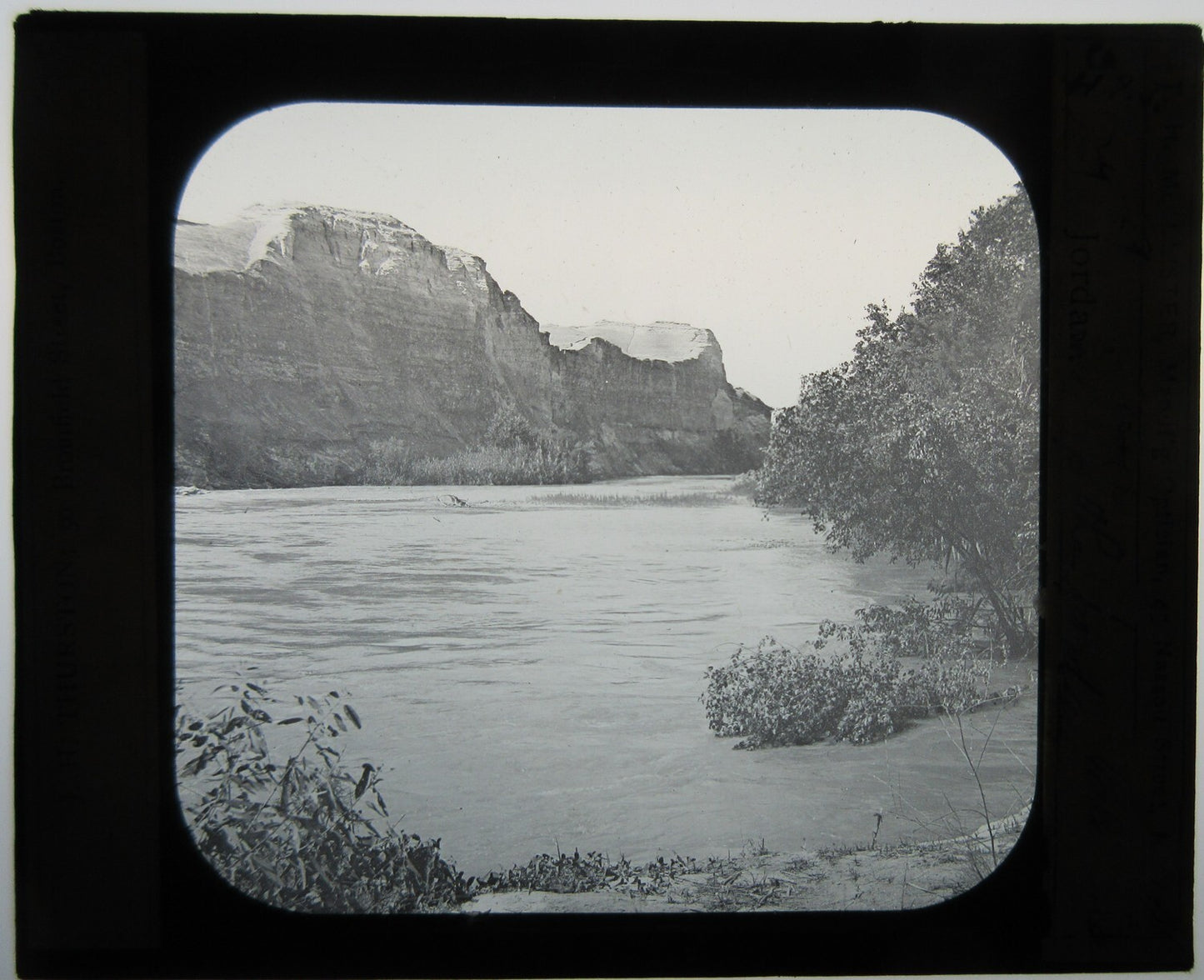 INLET W/MOUNTAINS. PHOTO ON GLASS/LANTERN SLIDE.