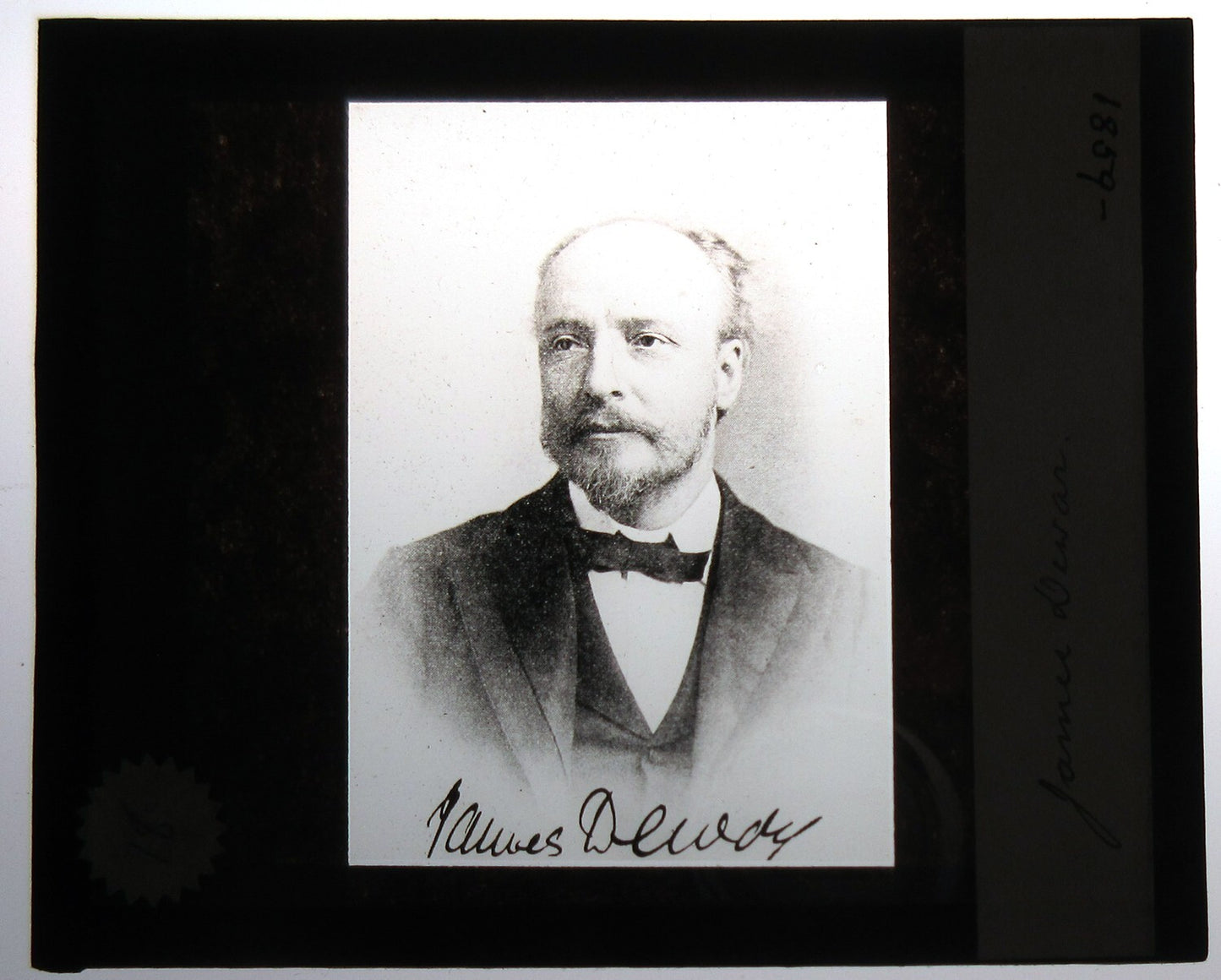 AMES DEWAR, PORTRAIT. PHOTO ON GLASS. LANTERN SLIDE.