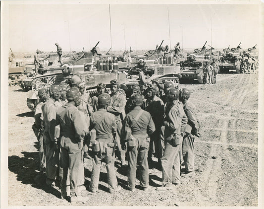 Vintage WWII 8x10 Photo: U.S. Tanks & Crews Ready for Battle - Reprint, Military