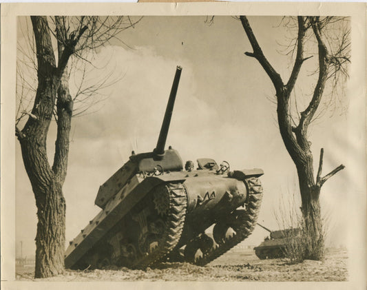 Vintage WWII M10 Tank Destroyer with 3-Inch Gun - 8x10 Archival Photo Print,