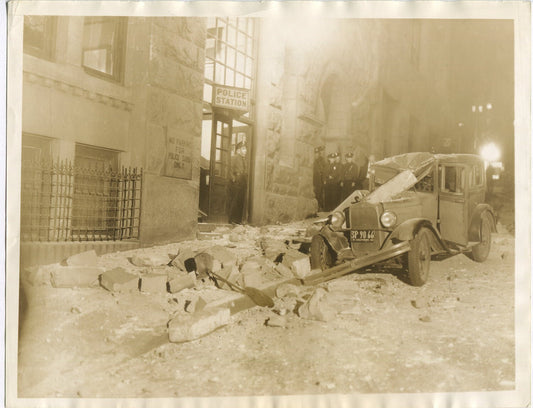 Vintage 1933 California Earthquake Damage Photo - Police Station, 8x10 Print,