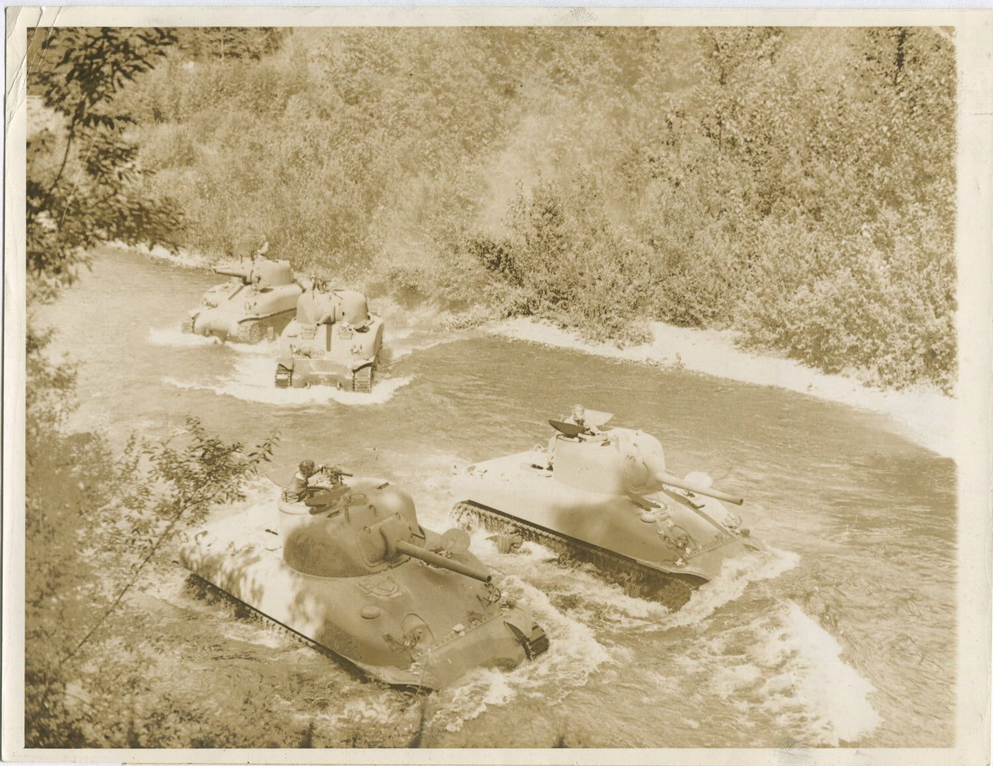 Vintage 8x10 WWII M4A1 Tank Field Tests -- Northwest US Photo Print, Black &