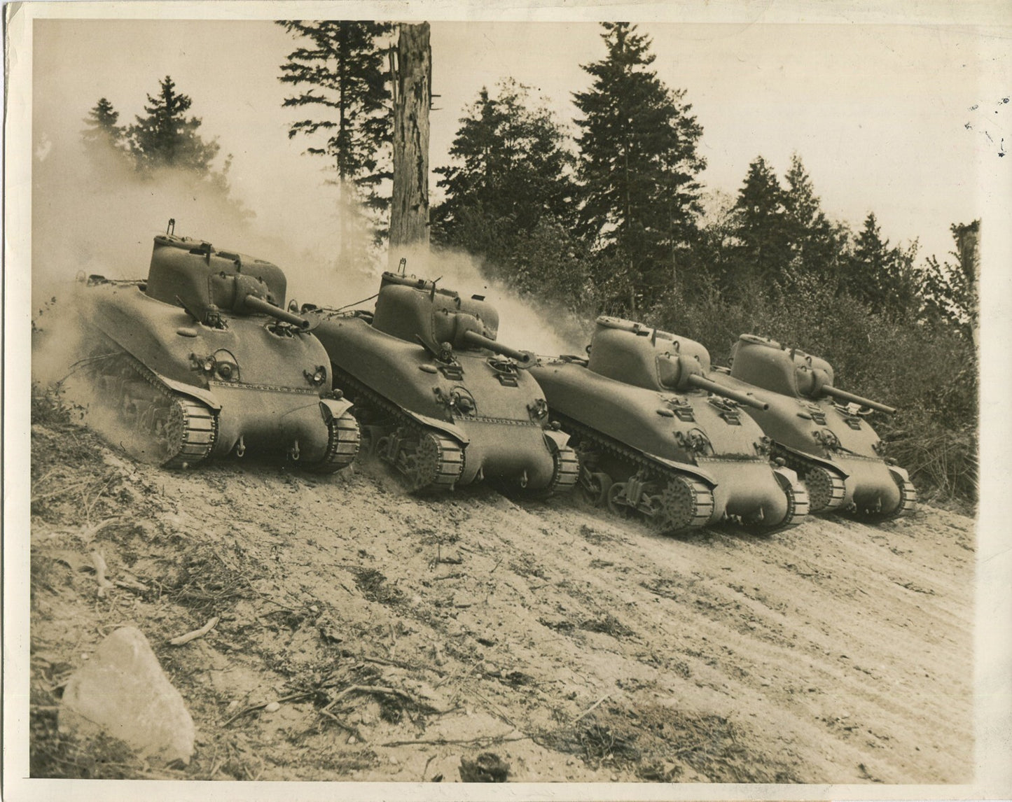 M4A1 Tank Field Tests - WWII Northwest US 8x10 Reprint Vintage Photo Wall Art