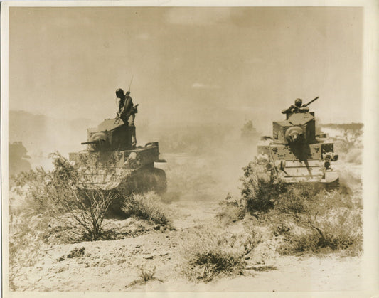 Vintage WWII Tank Field Test in California Desert - 8x10 Reprint Photo for Wall
