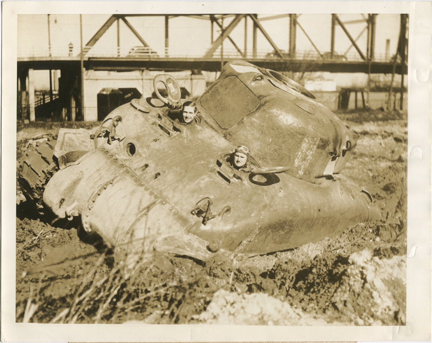 Vintage WWII M4 Sherman Tank Test Drive Photo Near Cleveland, Ohio - 8x10