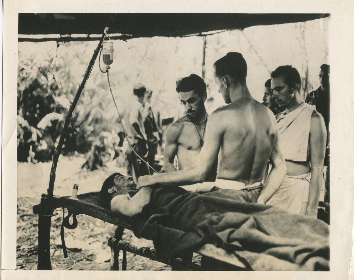 Vintage WWII Photo Print: Giving Blood to Wounded Soldier, U.S. Military in New