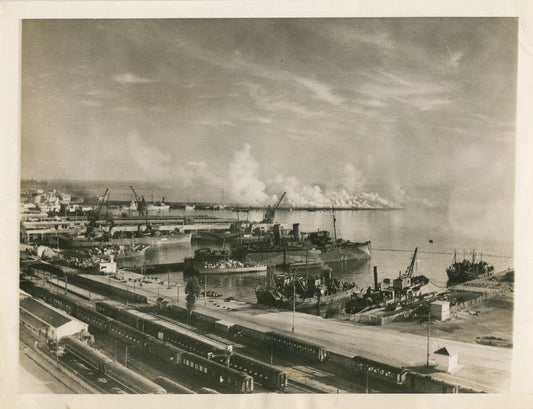 Vintage WWII Smoke Screen Shields Allied Ships - Algiers 8x10 Photo Print Naval