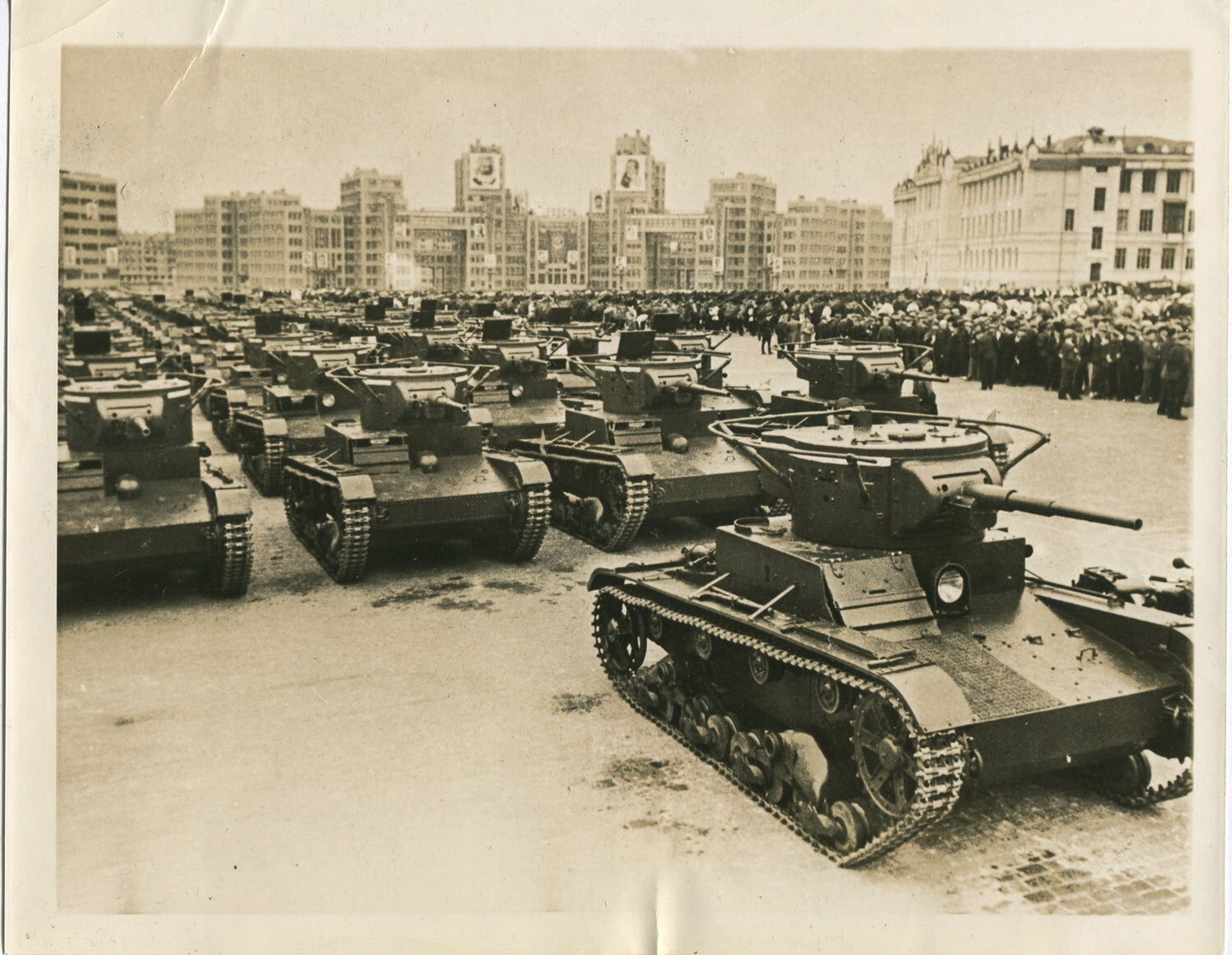 Historic World War II Kharkov Parade Photo - Soviet Tanks, 8x10 Reprint, Black &
