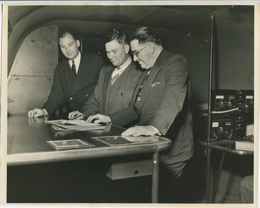 Vintage 1940s Civil Aeronautics Chief and Pan Am Engineers 8x10 Photo Print -