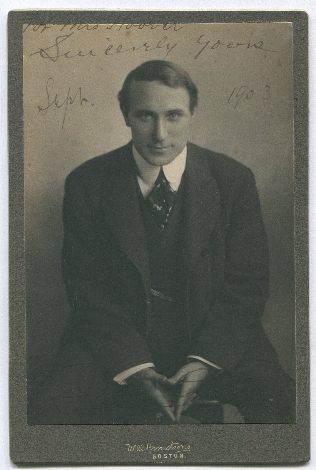 DRAMATIC POSE, STAGE ACTOR. CABINET CARD, BOSTON. 1903