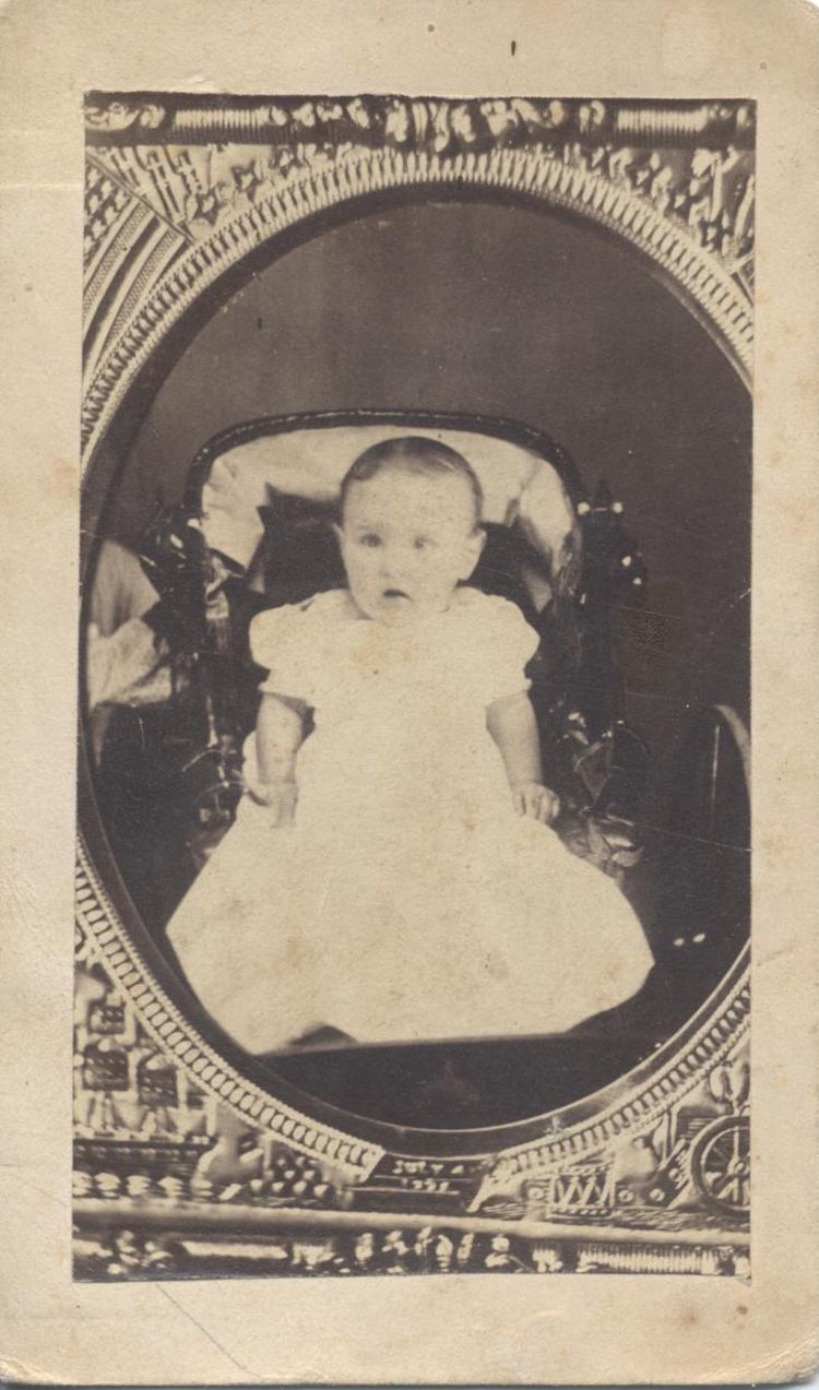 CDV PORTRAIT OF BEAUTIFUL BABY GIRL IN WHITE DRESS -ORIGINAL COPY OF AMBROTYPE
