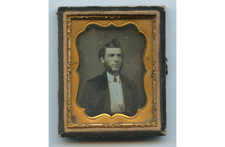 TINTED DAGUERREOTYPE - MAN W/ CHIN WHISKERS   CHECKERED VEST