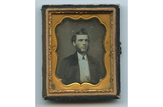 TINTED DAGUERREOTYPE - MAN W/ CHIN WHISKERS   CHECKERED VEST