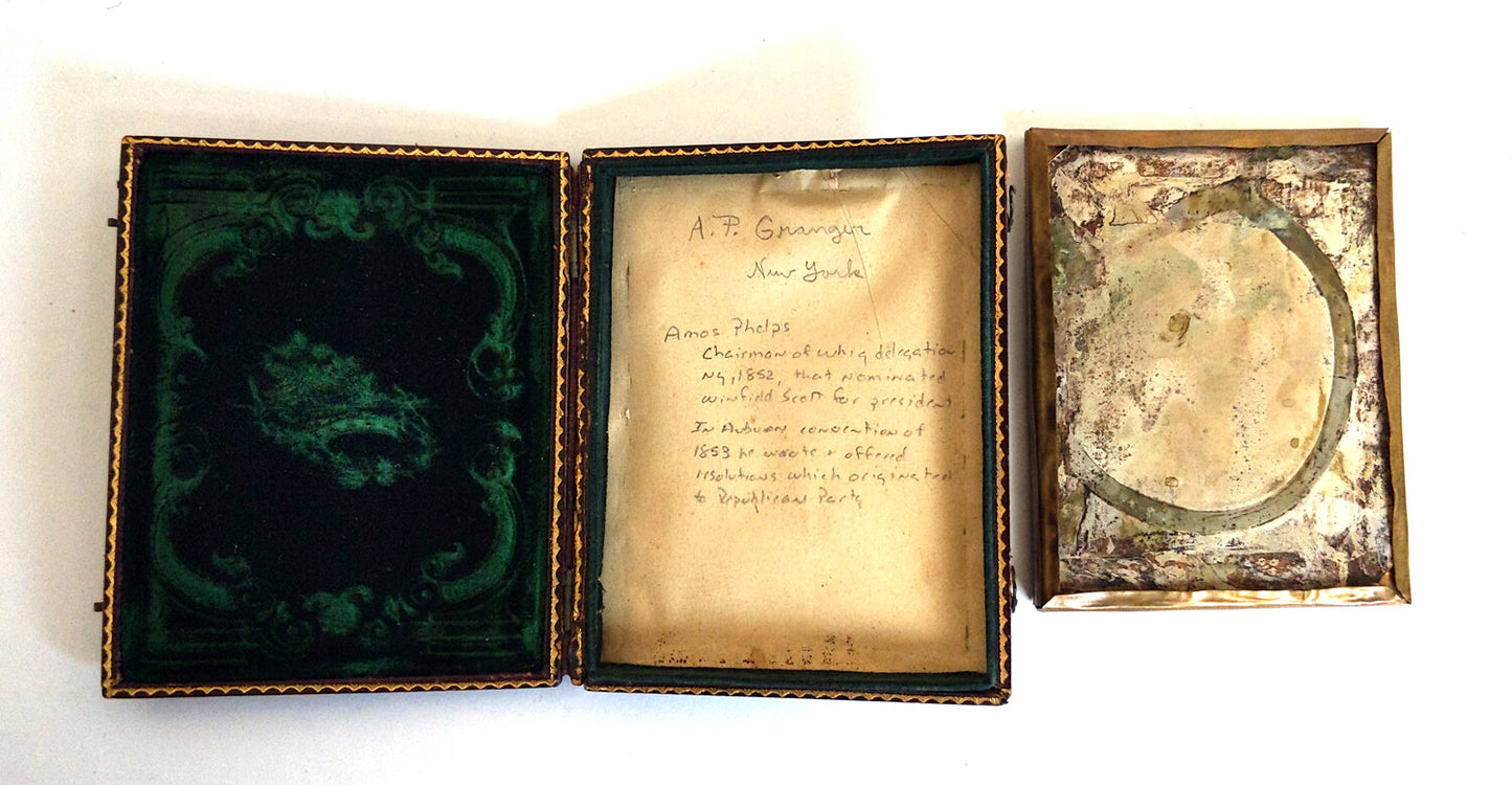 DAGUERREOTYPE A.P.GRANGER, WHIG PARTY, N.Y.1852. I.D. UNDER1/4 PLATE, FULL CASE.