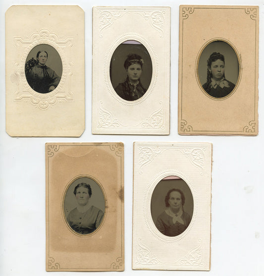 TINTYPE LADIES STUDIO PORTRAITS SET OF 5