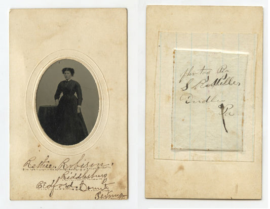 TINTYPE STUDIO PORTRAIT LADY IDED ON FRONT OR BACK BEDFORD COUNTY BURMA