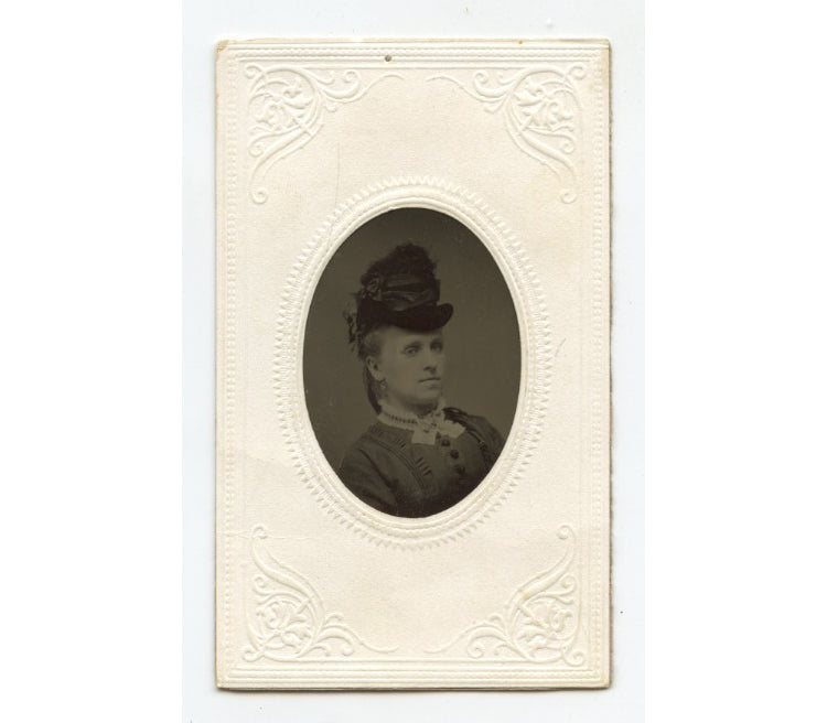 TINTYPE STUDIO PORTRAIT LADY W/ GREAT BLACK HAT