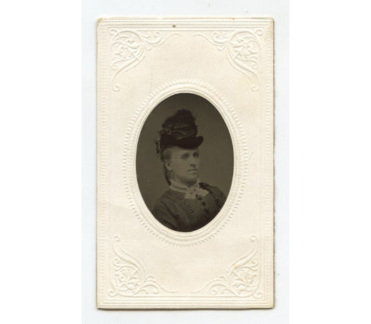 TINTYPE STUDIO PORTRAIT LADY W/ GREAT BLACK HAT