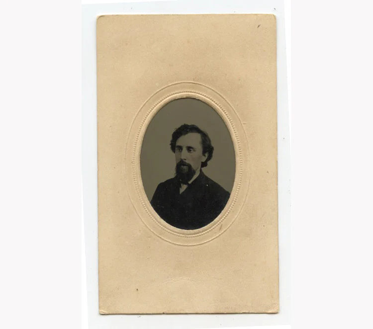 TINTED CHEEKS, TINTYPE PORTRAIT MAN W/ GOATEE + GREAT SUIT, 1/16 PLATE