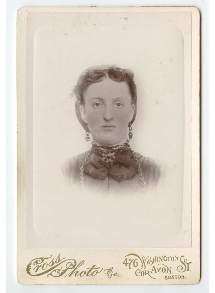 Vintage cabinet-card photo: Boston Lady Portrait by Cross - authentic early