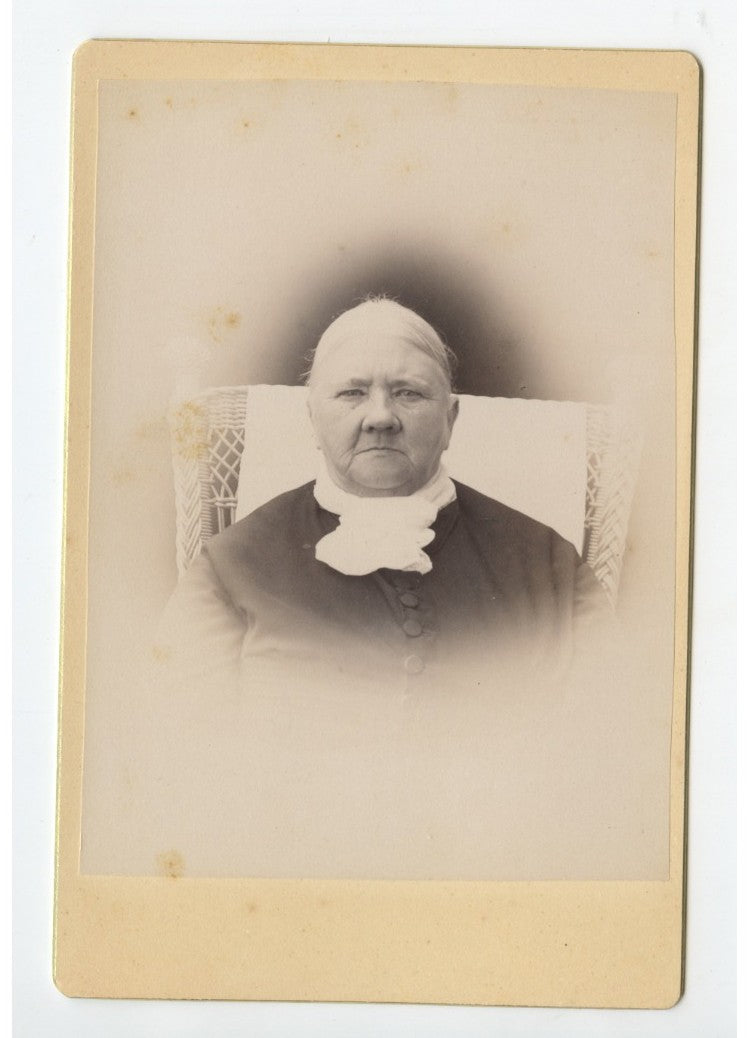 Vintage Cabinet Card Photo: Serious Boston, MA Older Lady Portrait - Authentic
