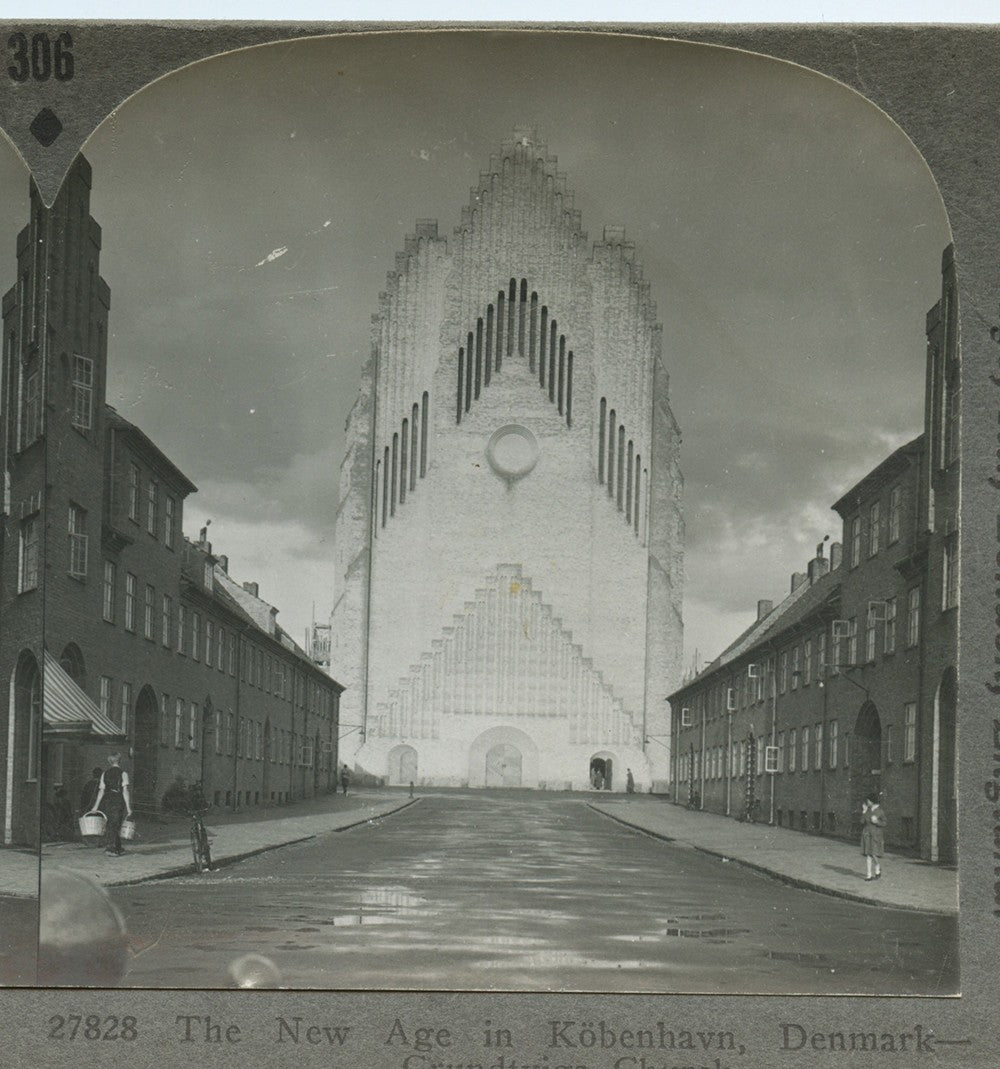 ART + ARCHITECTURE, GRUNDTVIGS CHURCH, COPENHAGEN, DENMARK, VINT STEREOVIEW