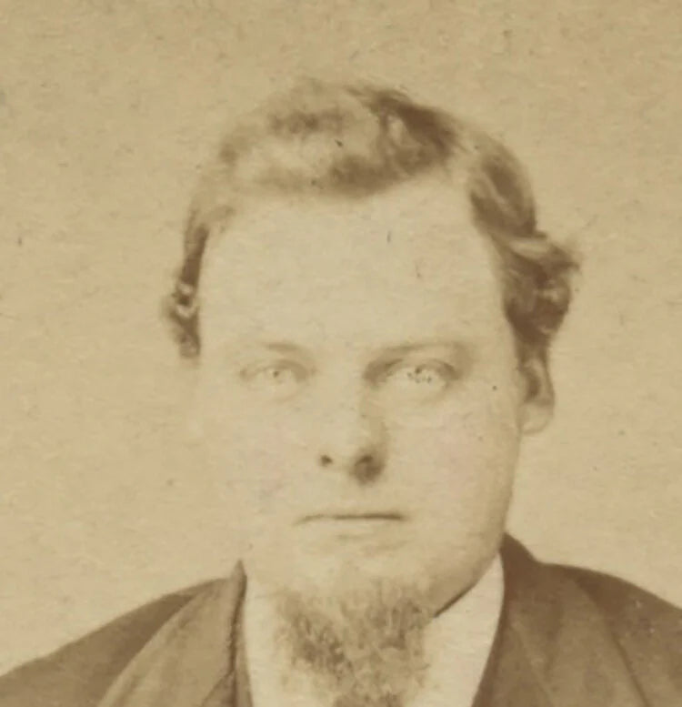 CDV PORTRAIT OF MAN SITTING, CANE + TOP HAT BY SONNENBERG, ALLEGHENY CITY, PA