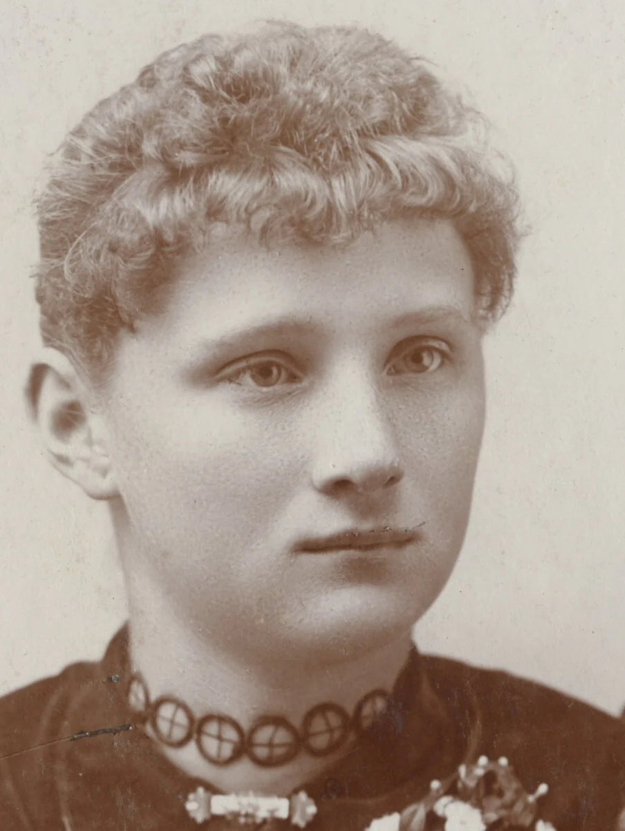 FROM GREEN BAY, WIS, PHOTO LADY W/ CORSAGE, NAME ON BACK ADOLPH B.
