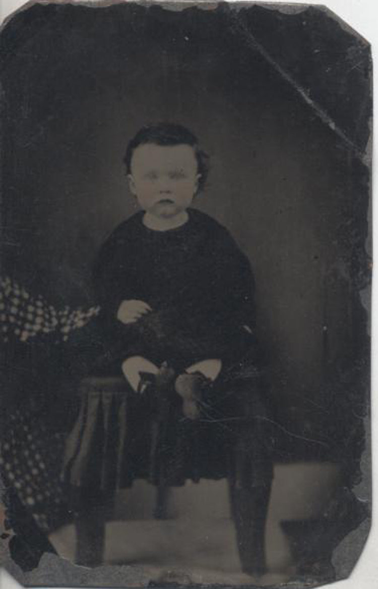 TINTYPE PORTRAIT OF ADORABLE BABY W/ STRIKING LIGHT EYES