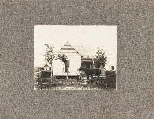 Early Vintage Photograph Of Boy with Horse, Set Of 2
