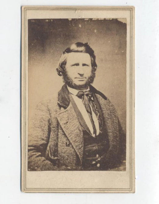 Vintage CDV Photo of Man with Large Sideburns//Antique Portrait
