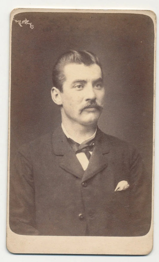 Vintage 1800s CDV Photo Of Man with Pristine Mustache, Lancaster Pa.